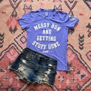 PINK Victoria Secret Messy Bun and Getting Stuff Done oversized tee ⭐️ XS